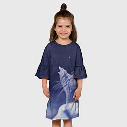 Платье клеш для девочки WOLF WHITE D, цвет: 3D-принт — фото 2