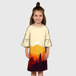 Платье клеш для девочки Горы закат пейзаж лиса арт, цвет: 3D-принт — фото 2