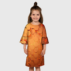 Платье клеш для девочки Золотые 3D плиты, цвет: 3D-принт — фото 2