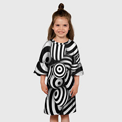 Платье клеш для девочки Полосатые 3D круги, цвет: 3D-принт — фото 2