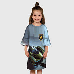 Платье клеш для девочки Lamborghini - motorsport extreme, цвет: 3D-принт — фото 2