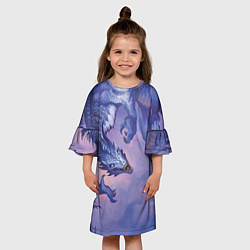 Платье клеш для девочки Дракон воды, цвет: 3D-принт — фото 2