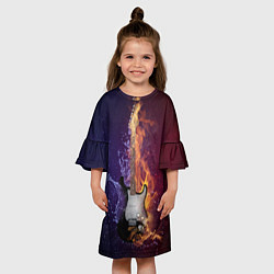 Платье клеш для девочки Гитара огня, цвет: 3D-принт — фото 2