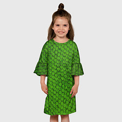 Платье клеш для девочки Зелёная чешуя, цвет: 3D-принт — фото 2