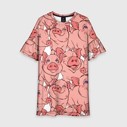 Платье клеш для девочки Свиньи, цвет: 3D-принт