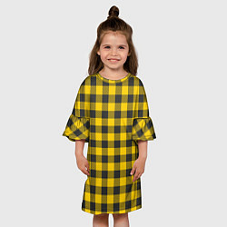 Платье клеш для девочки Желтая клетка, цвет: 3D-принт — фото 2