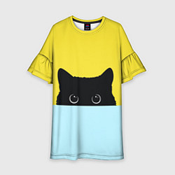 Платье клеш для девочки Кот в засаде, цвет: 3D-принт