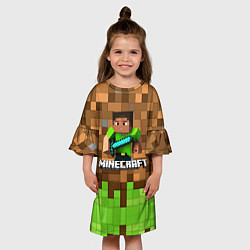 Платье клеш для девочки Minecraft logo heroes, цвет: 3D-принт — фото 2