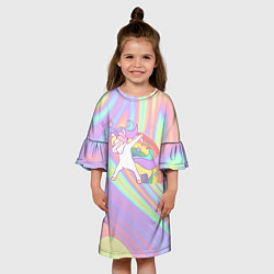 Платье клеш для девочки ЕДИНОРОГ, цвет: 3D-принт — фото 2