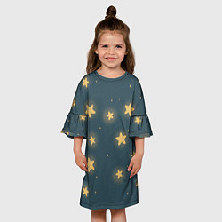 Платье клеш для девочки Звезды, цвет: 3D-принт — фото 2