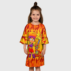Платье клеш для девочки Brawl Stars - Amber, цвет: 3D-принт — фото 2
