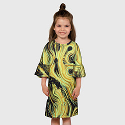 Платье клеш для девочки Желтые линии, цвет: 3D-принт — фото 2