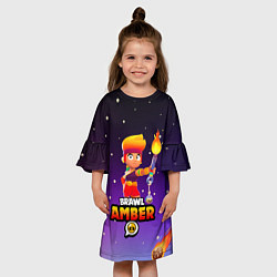 Платье клеш для девочки BRAWL STARS AMBER, цвет: 3D-принт — фото 2