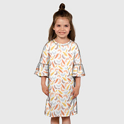 Платье клеш для девочки Перьевой вальс, цвет: 3D-принт — фото 2