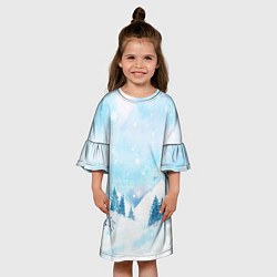 Платье клеш для девочки Новогодняя мечта, цвет: 3D-принт — фото 2