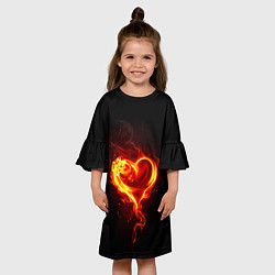 Платье клеш для девочки Пламенное сердце, цвет: 3D-принт — фото 2