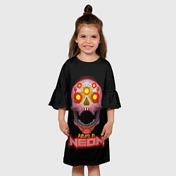 Платье клеш для девочки Будущее в неоне, цвет: 3D-принт — фото 2