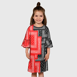 Платье клеш для девочки 3D Бандана v red-black, цвет: 3D-принт — фото 2