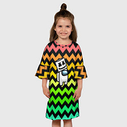 Платье клеш для девочки Among Us Marshmello, цвет: 3D-принт — фото 2
