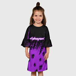 Платье клеш для девочки Cyberpunk neon, цвет: 3D-принт — фото 2