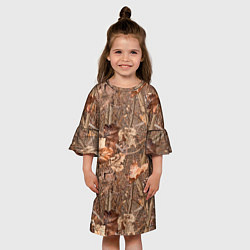Платье клеш для девочки Осенняя маскировка листьями, цвет: 3D-принт — фото 2