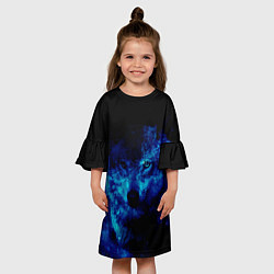 Платье клеш для девочки Волк Вселенная, цвет: 3D-принт — фото 2