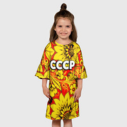 Платье клеш для девочки СССР хохлома, цвет: 3D-принт — фото 2
