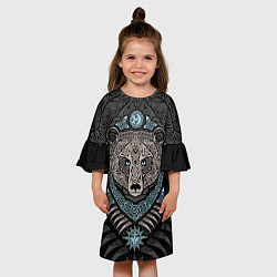 Платье клеш для девочки Медведь, цвет: 3D-принт — фото 2
