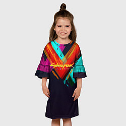 Платье клеш для девочки CYBERPUNK 2077 CITY, цвет: 3D-принт — фото 2