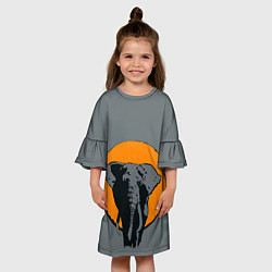 Платье клеш для девочки Африканский Слон, цвет: 3D-принт — фото 2