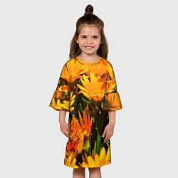 Платье клеш для девочки Желтый цвет весны, цвет: 3D-принт — фото 2
