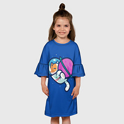 Платье клеш для девочки Кот космонавт, цвет: 3D-принт — фото 2