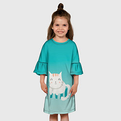 Платье клеш для девочки Котик на подстилке, цвет: 3D-принт — фото 2