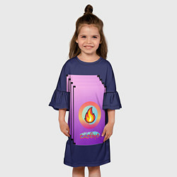 Платье клеш для девочки Словно огонь !!!, цвет: 3D-принт — фото 2