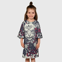 Платье клеш для девочки Маска Кицунэ Маска лисы, цвет: 3D-принт — фото 2