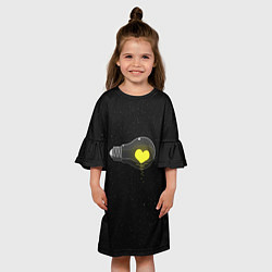 Платье клеш для девочки Сердце в лампе, цвет: 3D-принт — фото 2