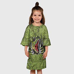 Платье клеш для девочки Динозавр из груди Dino Z, цвет: 3D-принт — фото 2