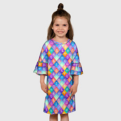 Платье клеш для девочки Знаки Зодиака, цвет: 3D-принт — фото 2
