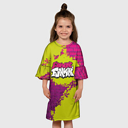 Платье клеш для девочки Friday Night Funkin Кислотный, цвет: 3D-принт — фото 2