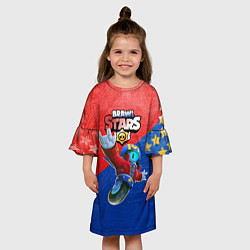 Платье клеш для девочки Brawl Stars - Stu, цвет: 3D-принт — фото 2