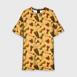 Платье клеш для девочки Ударные Инструменты, цвет: 3D-принт