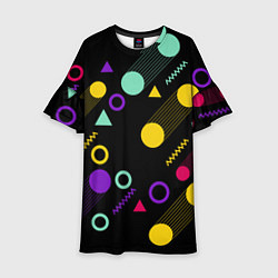 Платье клеш для девочки Круги и Треугольники, цвет: 3D-принт