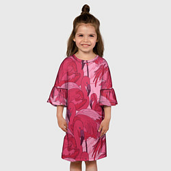 Платье клеш для девочки Розовые фламинго, цвет: 3D-принт — фото 2