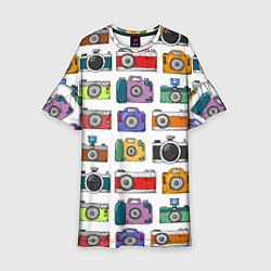 Платье клеш для девочки Фотоаппараты, цвет: 3D-принт