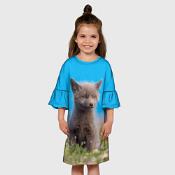 Платье клеш для девочки Смешной лисенок, цвет: 3D-принт — фото 2