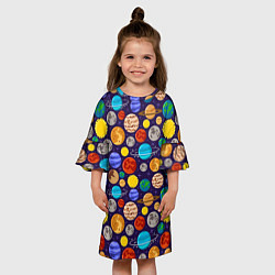 Платье клеш для девочки Мультяшные планеты, цвет: 3D-принт — фото 2