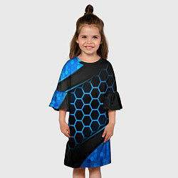 Платье клеш для девочки 3D luxury blue 3Д СОТЫ и плиты, цвет: 3D-принт — фото 2