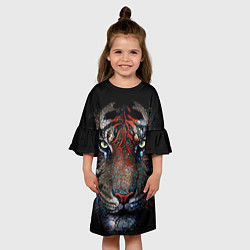Платье клеш для девочки Цветной тигр, цвет: 3D-принт — фото 2