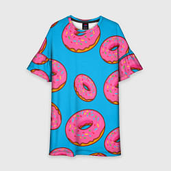 Платье клеш для девочки Пончики, цвет: 3D-принт