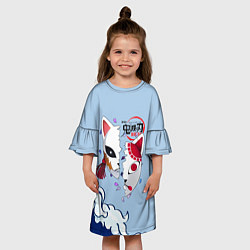 Платье клеш для девочки Маски из Клинок, рассекающий демонов, цвет: 3D-принт — фото 2